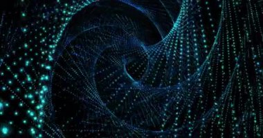 Mavi parlak noktaların fraktal spirali hareket ediyor