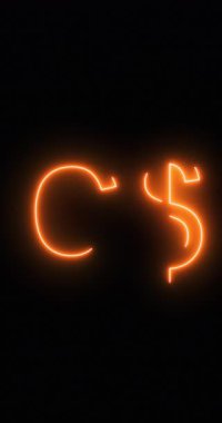 Kanada Doları Sembolü neon ışıkta. Döngü. 4K Dikey