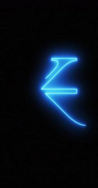 Neon ışıkta Lao Kip Sembolü. Döngü. 4K Dikey