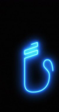 Neon ışıkta Türk Lirası Sembolü. Döngü. 4K Dikey