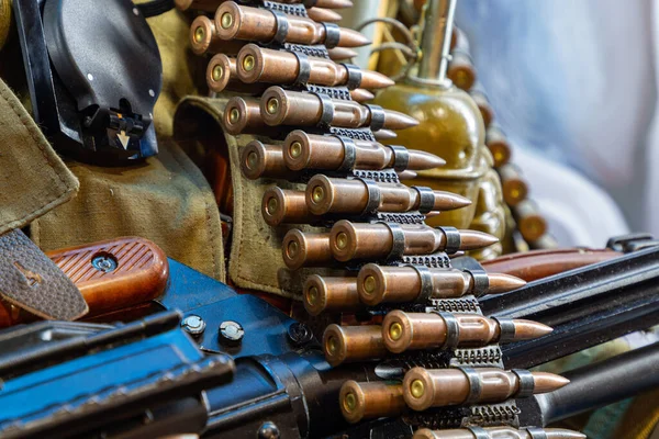 Кулеметний Пояс Обладнанням Солдата Під Час Війни Військові Дії Світі — стокове фото