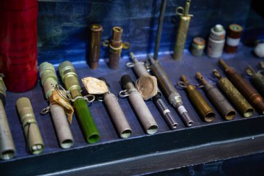 Khmelnytsky. Ukrayna. 26 Ocak 2021. Askeri Maden ve Bomba Müzesi. Askerler için Uluslararası Müze. 