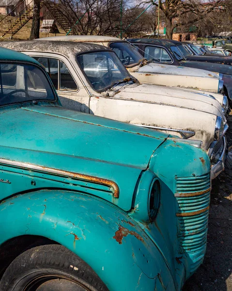 Alte Sowjetische Retro Autos Freien Müllkippe Eines Autos Aus Sowjetzeiten — Stockfoto