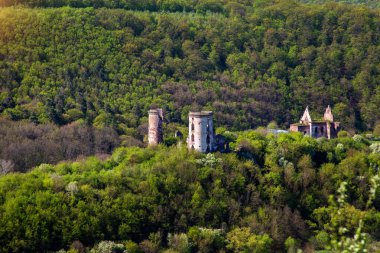 Nurkiv köyündeki Chervonohrad Kalesi 'nin kalıntıları. Ukrayna 