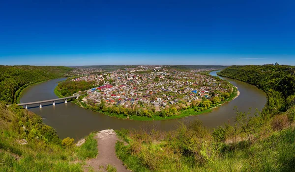 Piękny Widok Kanion Rzeki Dniester Miasta Lecie Zalischyky — Zdjęcie stockowe