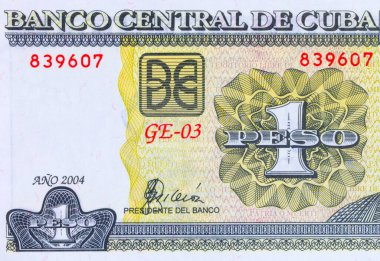 1 Peso Cuba, 2016 with a portrait of Jose Marti. Paper money of Cuba.