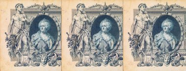 Rus İmparatorluğu 'nda Rus İmparatoriçesi Büyük Catherine' in portresiyle birlikte 100 ruble Rus rublesi. Rusya 'nın eski mahsul parası..