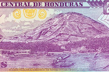 2 Lempiras, Honduras, 2019 Ada ve Amapala Limanı 'nın görüntüsüyle. Honduras parası
