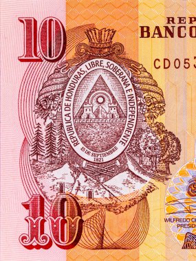 10 Lempiras, Honduras, 2019 Jose Trinidad Cabanas 'ın portresiyle. Honduras parası
