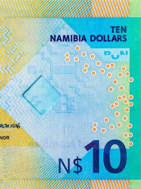10 Namibya doları 2025, tasarım için parça. Yeni Namibya parası.