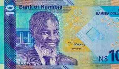 Namibya 10 dolar 2025 sent ve Dr. Sam Nujoma 'nın portresi. Yeni Namibya parası.