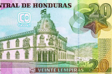 20 Lempiras Honduras, Tegucigalpa 'daki Yasama Sarayı' nın resmi. Honduras 'ın kağıt parası.
