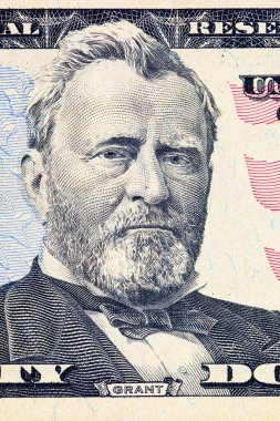 Başkan Ulysses Grant 'in portresiyle 50 Amerikan doları. Amerika Birleşik Devletleri 'nin parası..