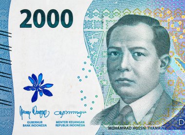 Muhammed Hüseyin Thamrin 'in portresiyle 2000 Rupiah Endonezya. Endonezya 'nın yeni parası