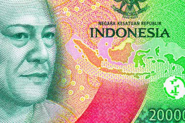 Politikacı Ulusal Kahraman Sam Ratulangi 'nin portresiyle 20.000 Rupiah Endonezya. Endonezya 'nın yeni parası.