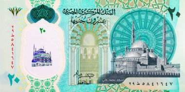 Muhammed Ali Paşa 'nın Büyük Camii' nin resmiyle Mısır 'da 20 Pound. Polimer para.