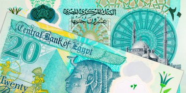 Muhammed Ali Paşa 'nın Büyük Camii' nin resmiyle Mısır 'da 20 Pound. Polimer para.