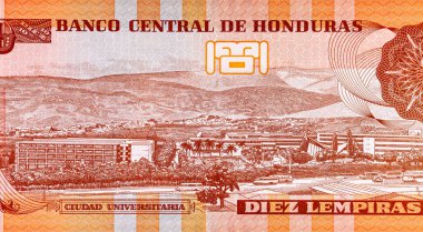 10 Lempiras, Honduras, 2019 Honduras Üniversitesi 'nin resmi. Honduras parası