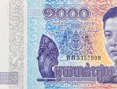 Kral Norodom Sihamoni 'nin portresiyle 1000 Riels Kamboçya. Kamboçya 'nın kağıt parası..