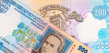Ukrayna 'nın 200 hryvniası ve Lutsk Kalesi resmi. Ukrayna 'nın kağıt parası.