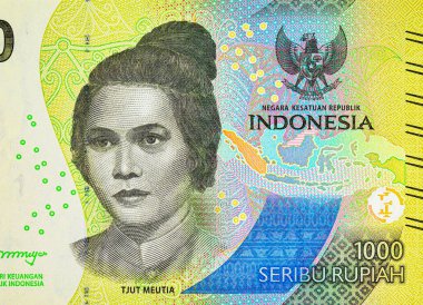 1000 Rupiah Endonezya ve Tjut Meutia portresi. Endonezya 'nın kağıt parası.