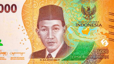5000 Rupiah Endonezya ve Idham Chalid 'in portresi. Endonezya 'nın yeni parası.