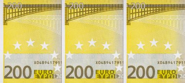 Avrupa Birliği 'nin 200 Euro' luk banknotu. Avrupa Kağıt Parası.