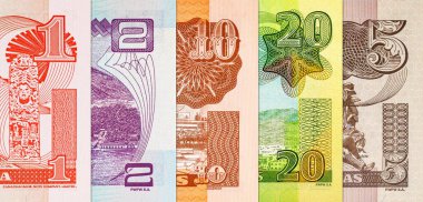 Lempira, çeşitli mezheplerden Honduras 'ı finanse ediyor. Honduras 'ın kağıt parası..