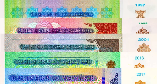 200 Som Özbekistan, Özbekistan arması, ulusal süsler ve sekizgen yıldızlar. Özbekistan 'ın Parası.