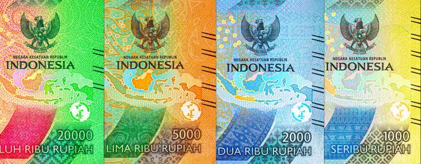 Rupiah Endonezya 'nın çeşitli banknotları. Endonezya 'nın yeni parası.
