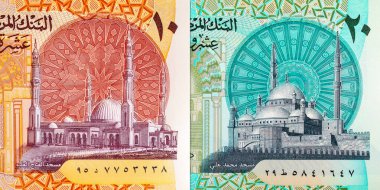 20 pound ve 10 pound Mısır. Mısır 'ın ulusal para birimi. Polimer para.