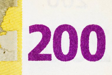Avrupa Birliği 'nin 200 Euro' luk banknotu. Avrupa Kağıt Parası.