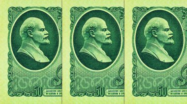 Vladimir Lenin 'in portresiyle birlikte 50 ruble SSCB 1992. Sovyetler Birliği 'nin parası