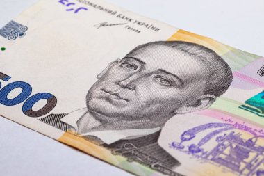 Ukrayna banknotu 500 Hryvnia Grigori Skovoroda 'nın portresi. Ukrayna 'nın kağıt parası.