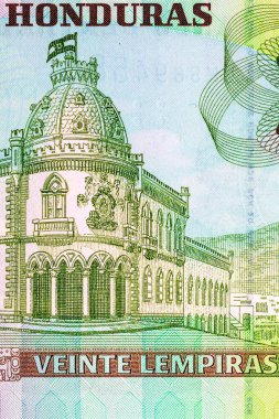 20 Lempiras Honduras, Tegucigalpa 'daki Yasama Sarayı' nın resmi. Honduras 'ın kağıt parası.