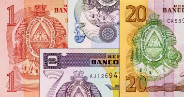 Lempira, çeşitli mezheplerden Honduras 'ı finanse ediyor. Honduras 'ın kağıt parası..