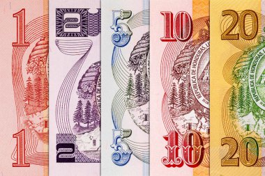 Lempira, çeşitli mezheplerden Honduras 'ı finanse ediyor. Honduras 'ın kağıt parası..