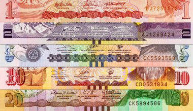 Lempira, çeşitli mezheplerden Honduras 'ı finanse ediyor. Honduras 'ın kağıt parası..