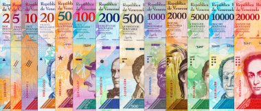 Venezuela Bolivar banknotu. Venezuela parası. Kağıt para arkaplanı.