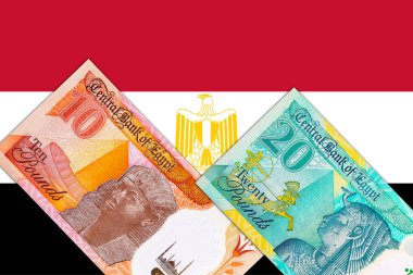 Ulusal bayrağa karşı 20 pound ve 10 pound Mısır 'ı yendi. Mısır 'ın ulusal para birimi. Polimer para.