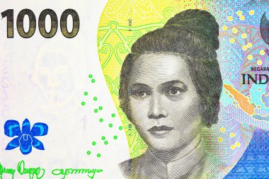 1000 Rupiah Endonezya ve Tjut Meutia portresi. Endonezya 'nın kağıt parası.
