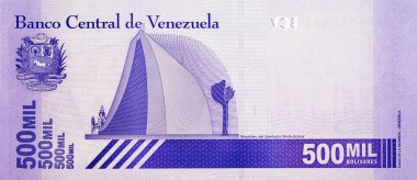 500.000 Bolivares, Venezuela 'da Kurtarıcı Anıtmezarı' nın görüntüsüyle. Eski hiperenflasyon parası. Venezuela 'nın parası.