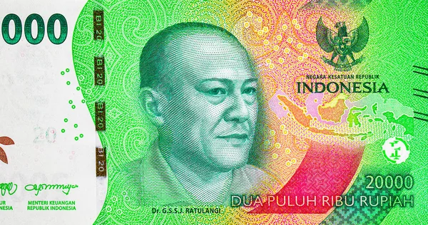 Politikacı Ulusal Kahraman Sam Ratulangi 'nin portresiyle 20.000 Rupiah Endonezya. Endonezya 'nın yeni parası.