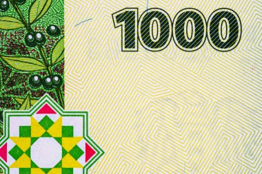 1000 Pound Suriye 'de tasarım için bir banknotun parçalarının görüntüsü. Suriye 'nin parası.