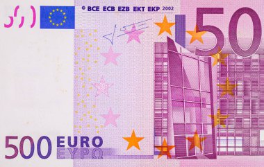 Avrupa Birliği 'nin 500 EURO banknotu. Avrupa 'nın kağıt parası
