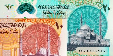 20 pound ve 10 pound Mısır. Mısır 'ın ulusal para birimi. Polimer para.
