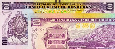 2 Lempiras, Honduras, 2019 with a portrait of Former President Marco Aurelio Soto. Honduran money