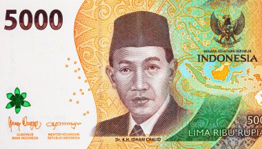5000 Rupiah Endonezya ve Idham Chalid 'in portresi. Endonezya 'nın yeni parası.