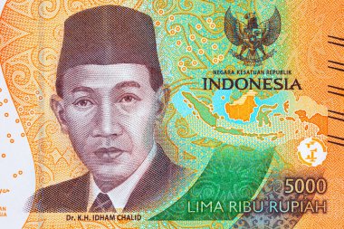 5000 Rupiah Endonezya ve Idham Chalid 'in portresi. Endonezya 'nın yeni parası.