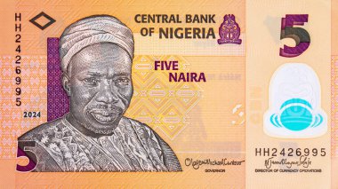5 Naira Nijerya ve Abubakar Tafawa Balewa portresi. Nijerya 'nın yeni polimer parası.
